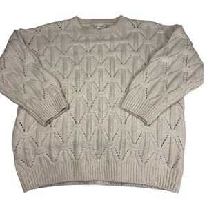 Loved and‎ Adored Womens Sweater Small Wool Blend Cream Chunky Cottagecore Hygge